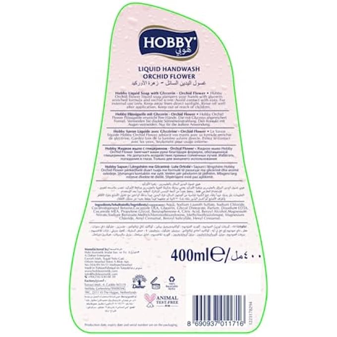 Hobby صابون سائل لليدين برائحة زهرة الأوركيد | مضاد للبكتيريا وقيمة pH صديقة للبشرة | صابون مرطب مع الجلسرين | 400 مل - Image 2
